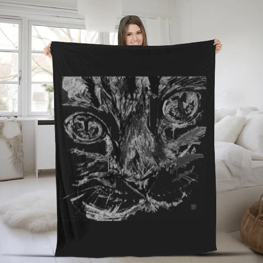 cat face Fleece Blankets