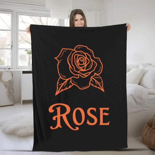 Red Retro Modern Rose Flower Fleece Blankets