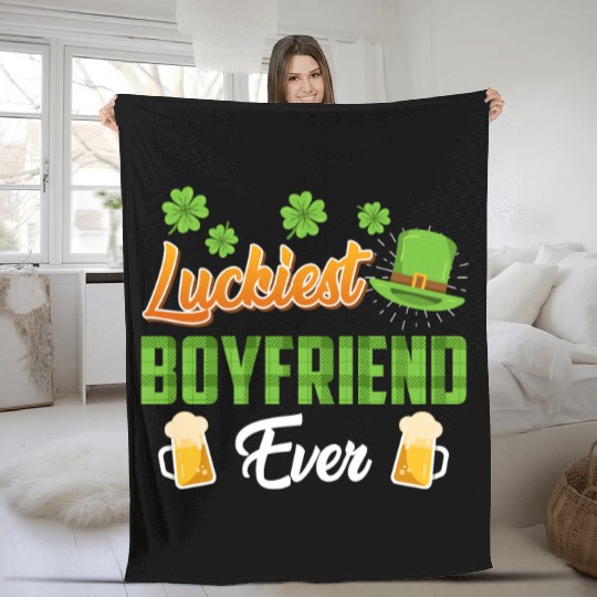 Luckiest Boyfriend Ever St. Patrick's Day Fleece Blankets