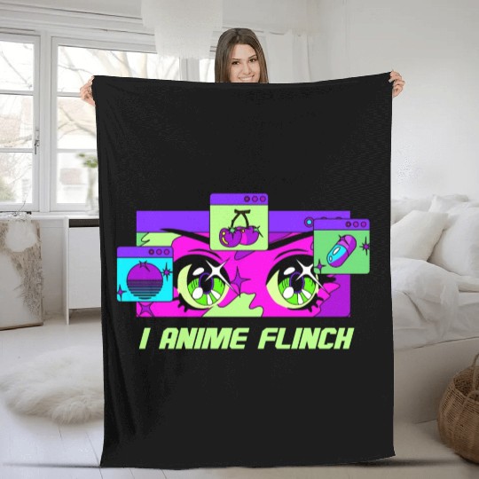 I Anime Flinch Funny Japanese Humor Japan Kawaii A Fleece Blankets