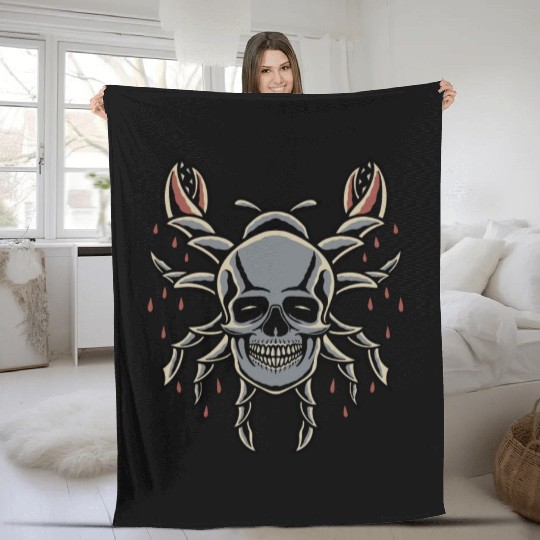 Skull Insect Fleece Blankets