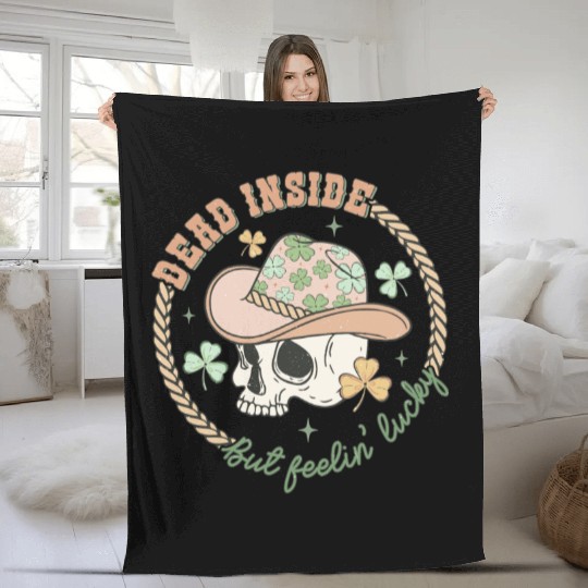 Dead inside but feelin' lucky Fleece Blankets