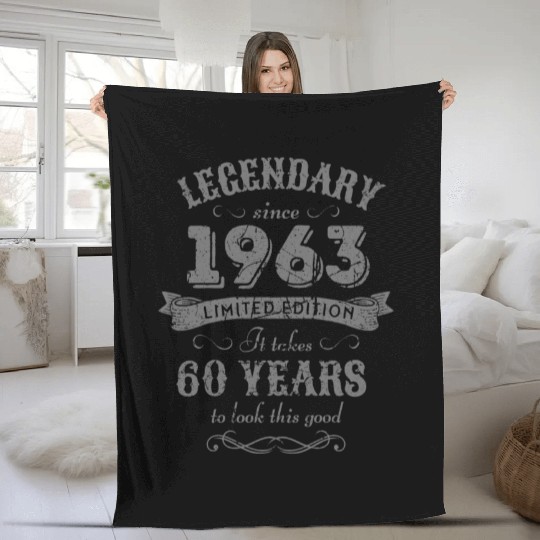 60th Birthday Vintage 1963 Fleece Blankets