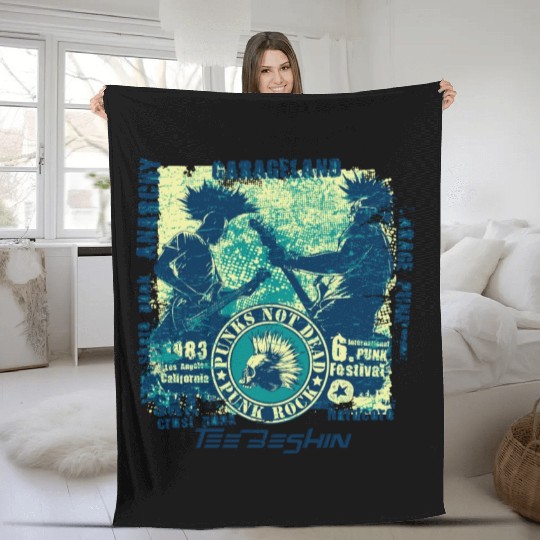 Punk Rock Skull Guitar Concert Fleece Blankets