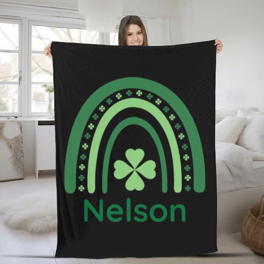 Nelson Clover Charm Boho Rainbow Fleece Blankets