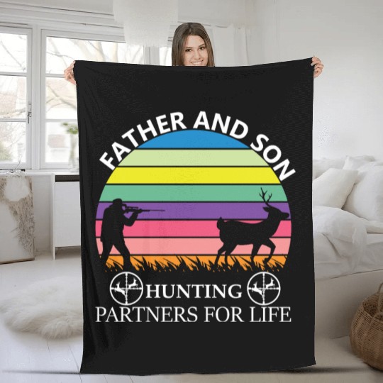 Father and son Hunting Partners For Life Fleece Blankets
