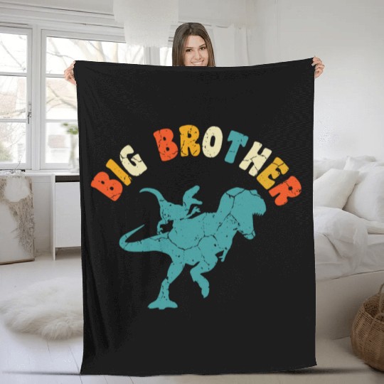Promoted to big brother dinosaur Gift, Big brother Fleece Blankets
