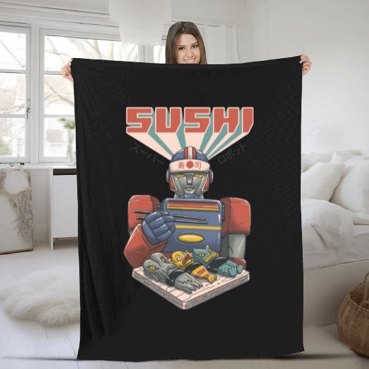 Super Sushi Robot Fleece Blankets