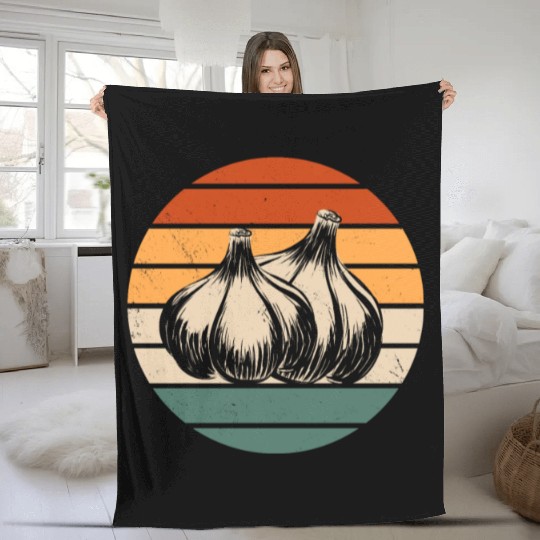 Retro Garlic Design Fleece Blankets