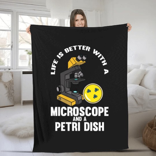 Biology Biologist Microscope Fleece Blankets