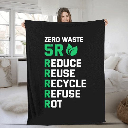 5R Waste Earth Day Planet Environment Trees Fleece Blankets