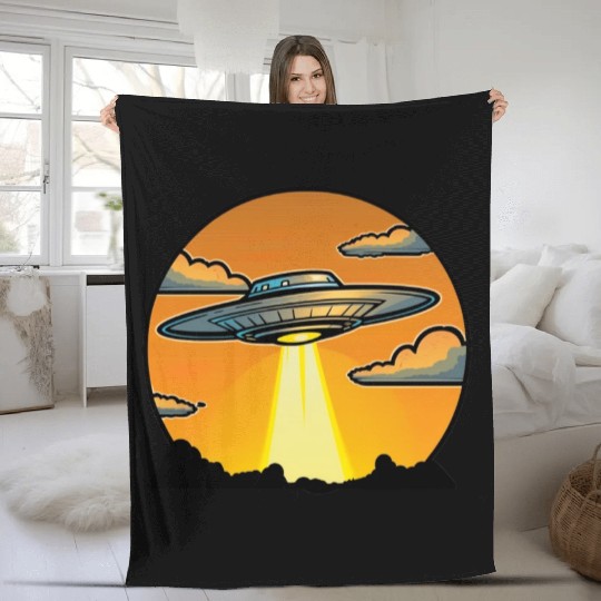 UFO Abduction Sticker Fleece Blankets