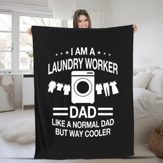 Laundry Worker Dad For Men Fleece Blankets