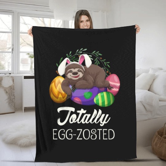 Sloth Easter For Lazy Tired People Fleece Blankets