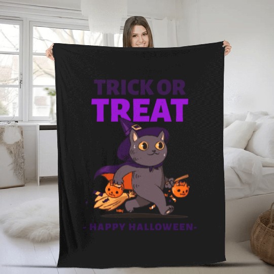 Trick Or Treat Happy Halloween Fleece Blankets