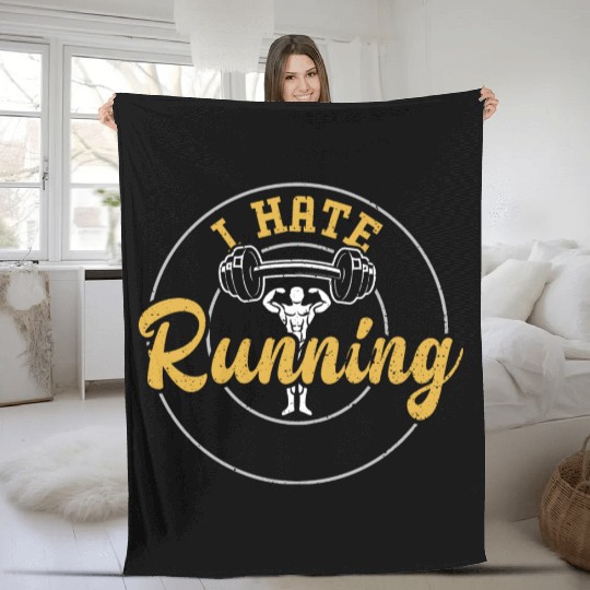 I Hate Running - Gym Fleece Blankets