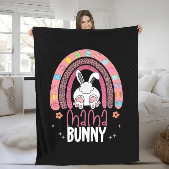Funny Mama Bunny Cute Rabbit Happy Easter Days Fleece Blankets