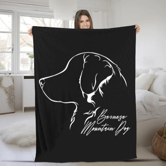 Funny Bernese Mountain Dog Profile dog mom Fleece Blankets