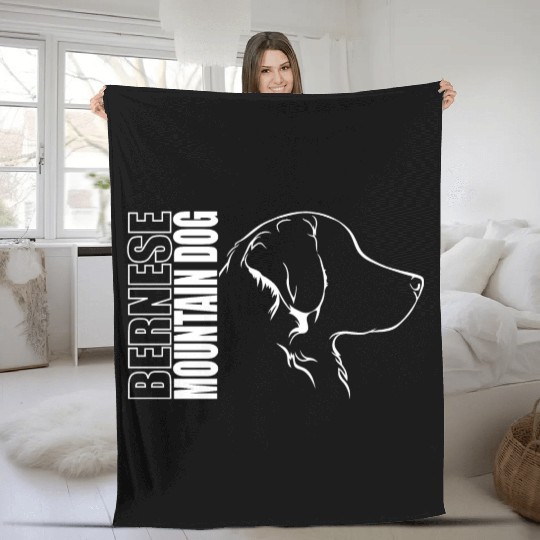 Funny Bernese Mountain Dog Profile dog mom Fleece Blankets