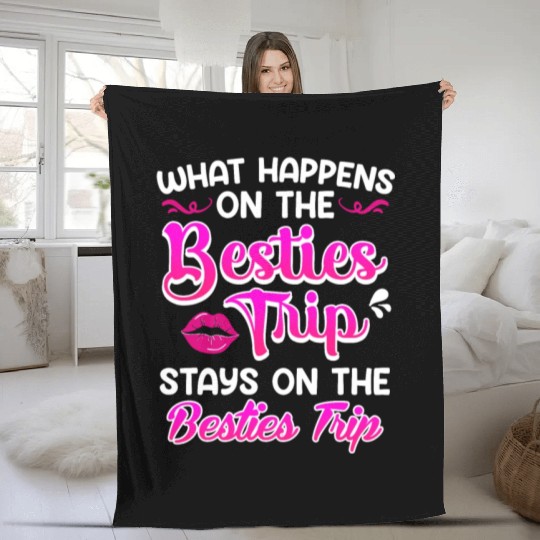 Besties Trip Friends Summer Vacation Spring Break Fleece Blankets