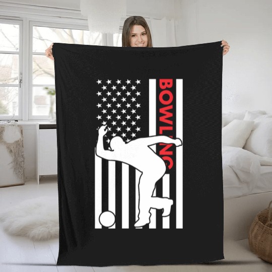 Sport Us Flag Bowling Fleece Blankets