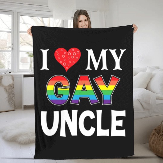 I Love My Gay Uncle LGBT Lesbian Rainbow Fleece Blankets P