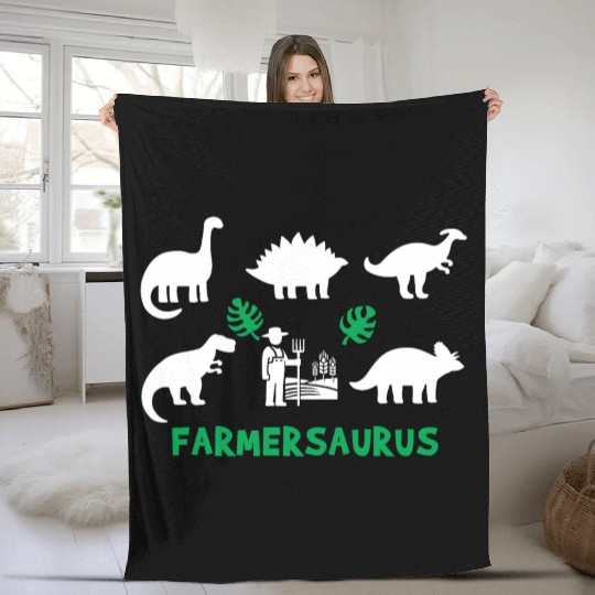 Farmer Saurus Dinosaurs Fleece Blankets