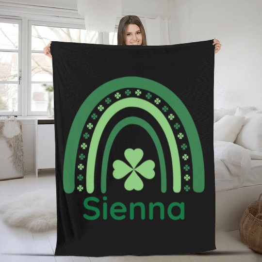 Sienna Clover Charm Boho Rainbow Fleece Blankets