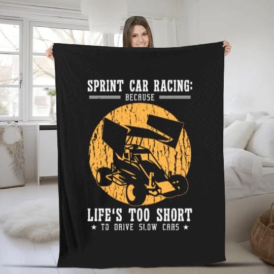 Sprint Car Dirt Track Racing Fleece Blankets