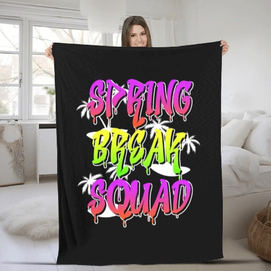 Spring Break Squad Summer Vacation Spring Break Fleece Blankets