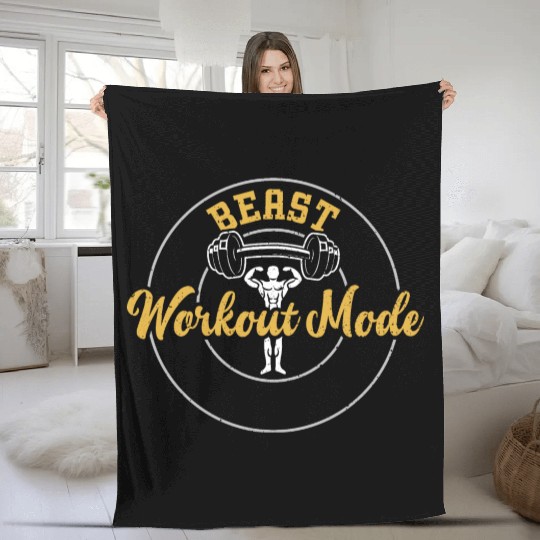 Beast Workout Mode - Gym Fleece Blankets