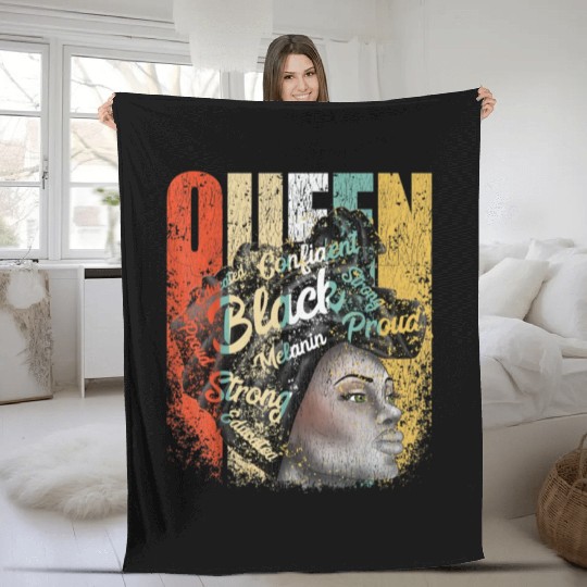 African American Educated Strong Black Fleece Blankets