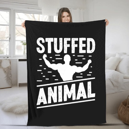 Strongman stuffed animal gym fitness bodybuilding Fleece Blankets