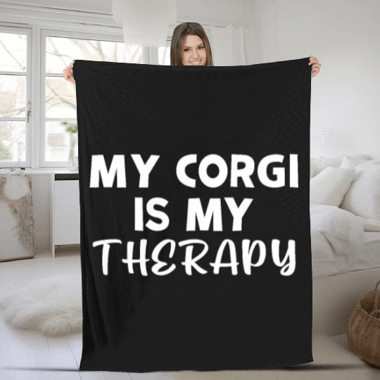 My Corgi Is My Therapy Fleece Blankets
