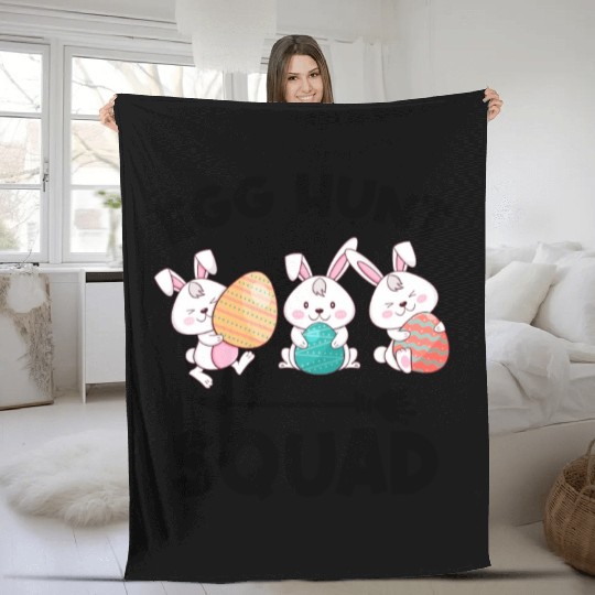 Fun Egg Hunt Squad Easter Day Family Matching Hunt Fleece Blankets