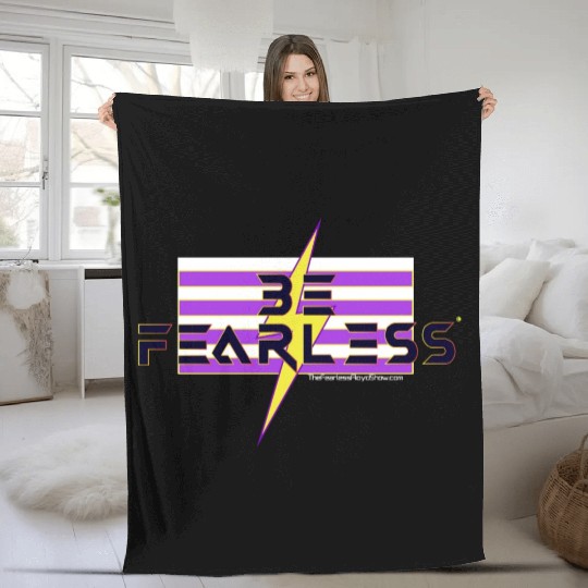 Be Fearless Flag w/Bolt (white text) Fleece Blankets