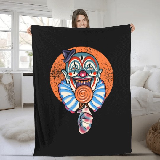 Horror Candy Corn Clown Fleece Blankets