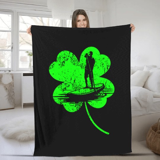 Paddleboard St. Patrick's day shamrock Fleece Blankets