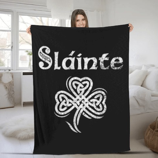 Slainte Irish Cheers Good Health St Patricks Day Fleece Blankets