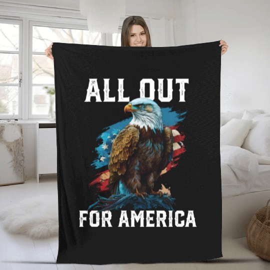 All Out for America American Bald Eagle America Fleece Blankets