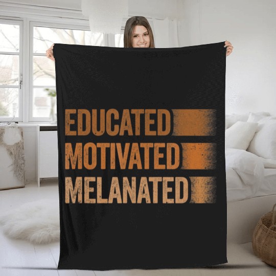 Educated Motivated Melanated Black History African Fleece Blankets