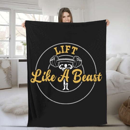 Lift Like A Beast - Gym Fleece Blankets