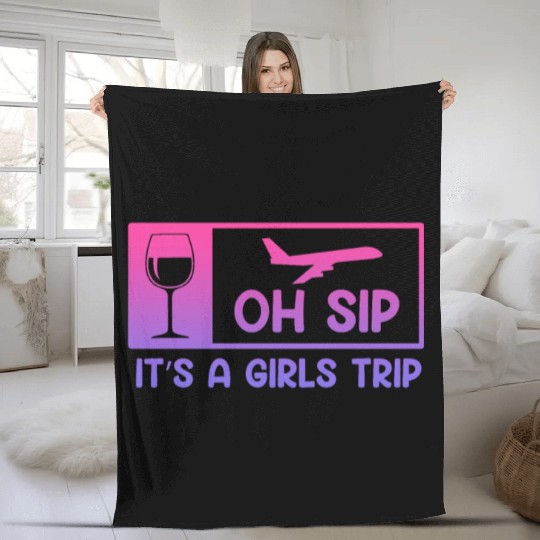 It's a Girls Trip Girls Vacation Spring Break Fleece Blankets