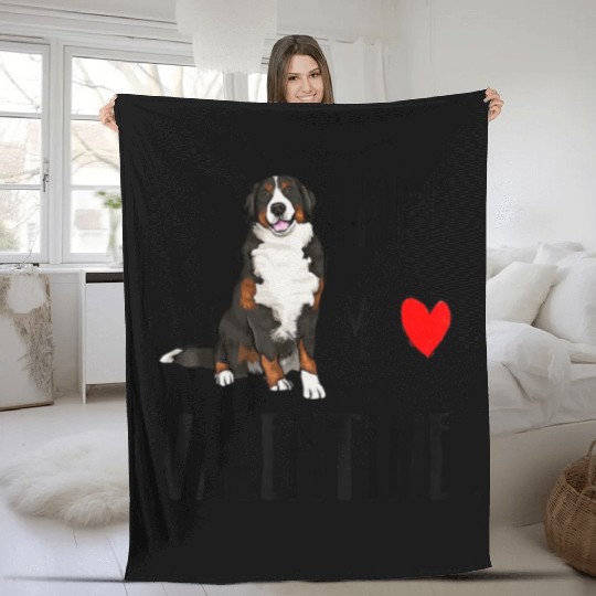I Found My Valentine Day Bernese Mountain Dog Dog Fleece Blankets