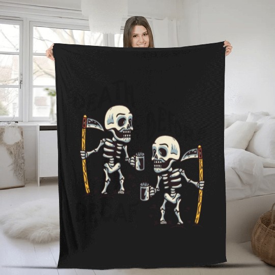 Death Before Decaf Cool Fleece Blankets