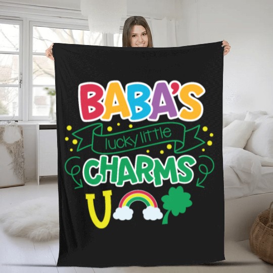 Baba's Lucky Little Charms Clover Shamrock Fleece Blankets