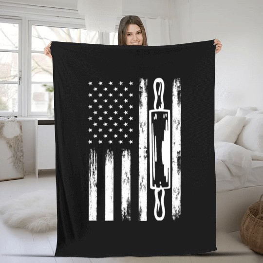 USA Flag Bread Baker America Fleece Blankets