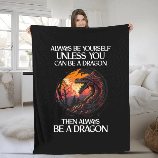 Mythical Creature Dragons Gift Men Dragon for a Fleece Blankets