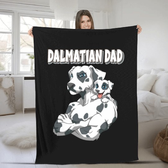 Dalmatiner Dog with Dalmatiner Kid for a Fleece Blankets