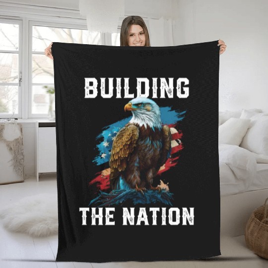 Building the Nation American Bald Eagle America Fleece Blankets